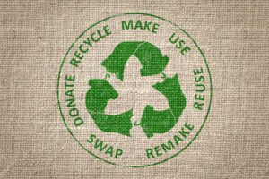 Circular Economy Textiles, make, use, reuse, swap, donate, recycle with eco clothes recycle icon sustainable fashion concept