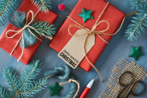 sustainable wrapped Christmas present