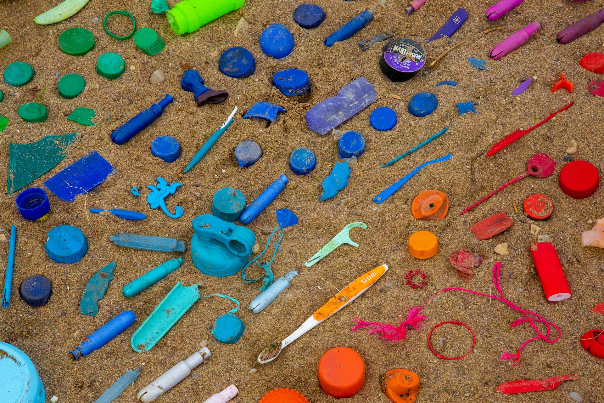 plastic waste on beach