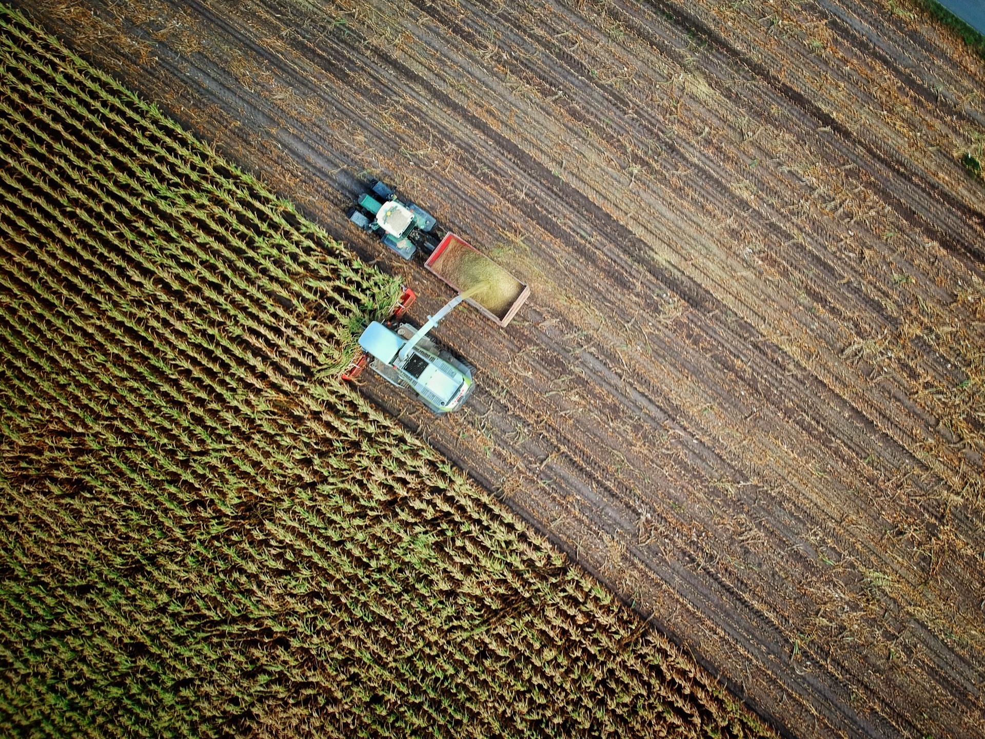 farming machinery driving along field