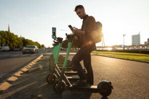 person using electric scooter