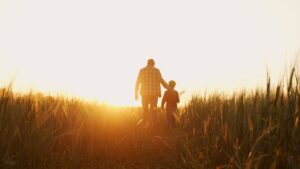 parent and child walking