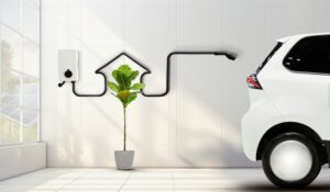 Electric vehicle charging with wire shaped as a home