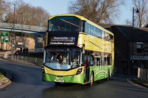 bus traveling through durham