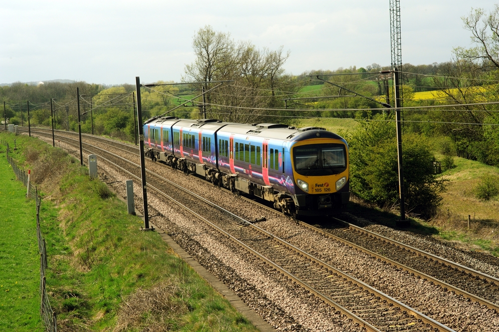 Train travelling through rural durham